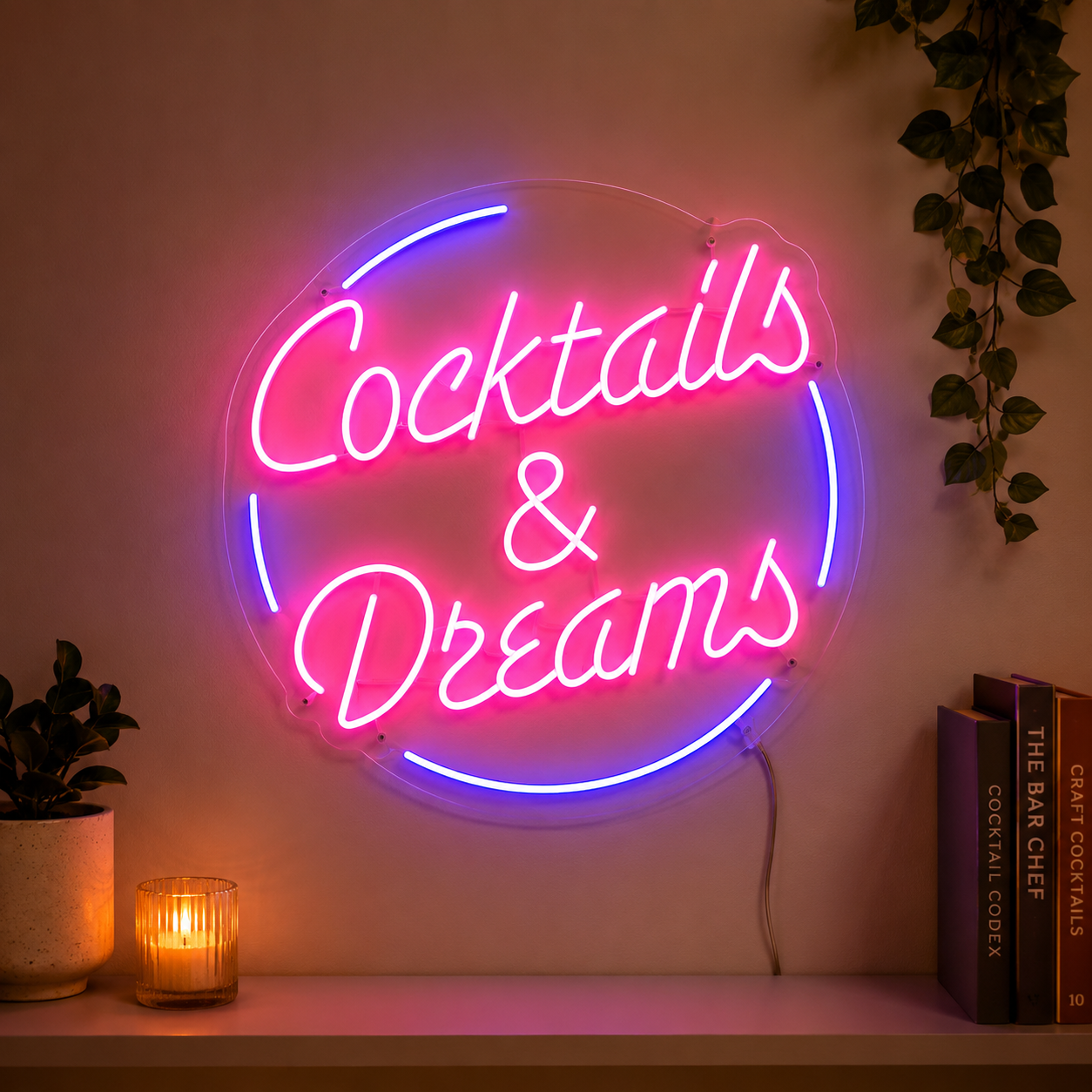 Cocktails And Dreams Neon Sign LED Bar Decor Cocktail Party Wall Light LED Neon Sign main product image