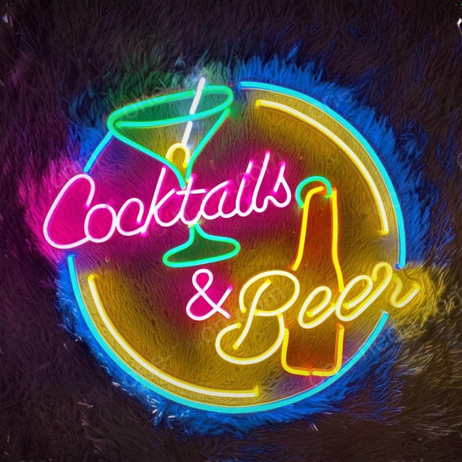 Cocktails Beer Multicolor Retro Bar Led Neon Sign | Shineneon