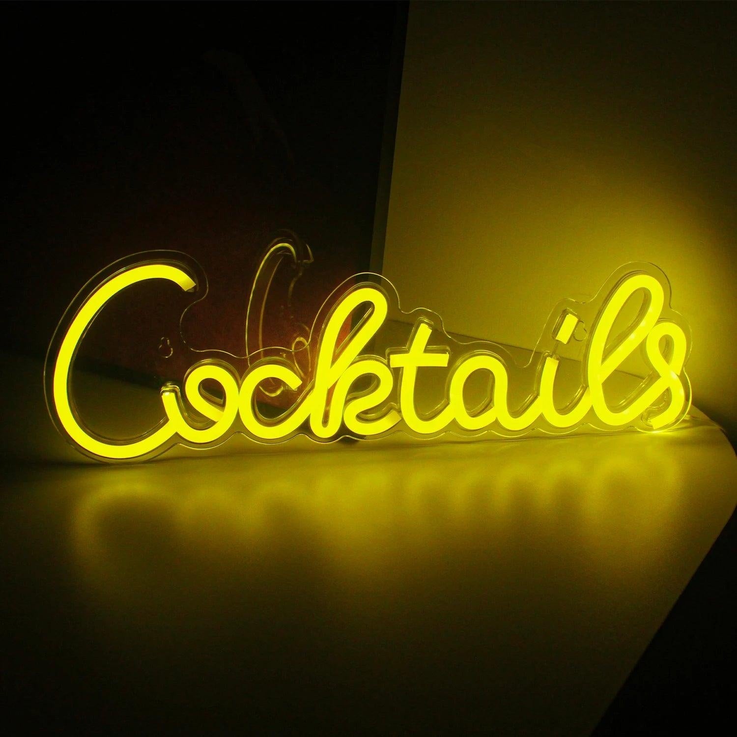 Cocktails Bright Yellow Led Neon Sign For Bar Decor | Shineneon