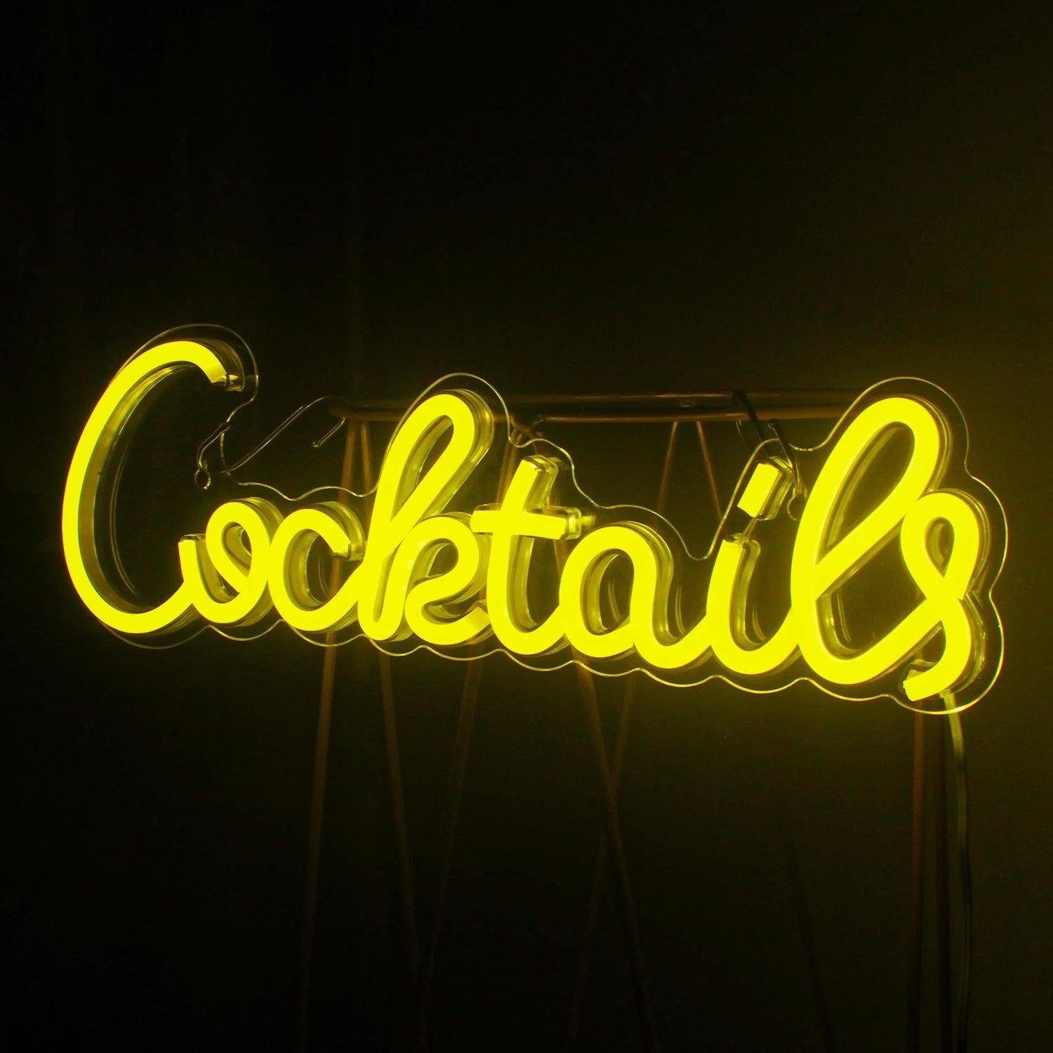 Cocktails Bright Yellow Led Neon Sign For Bar Decor | Shineneon