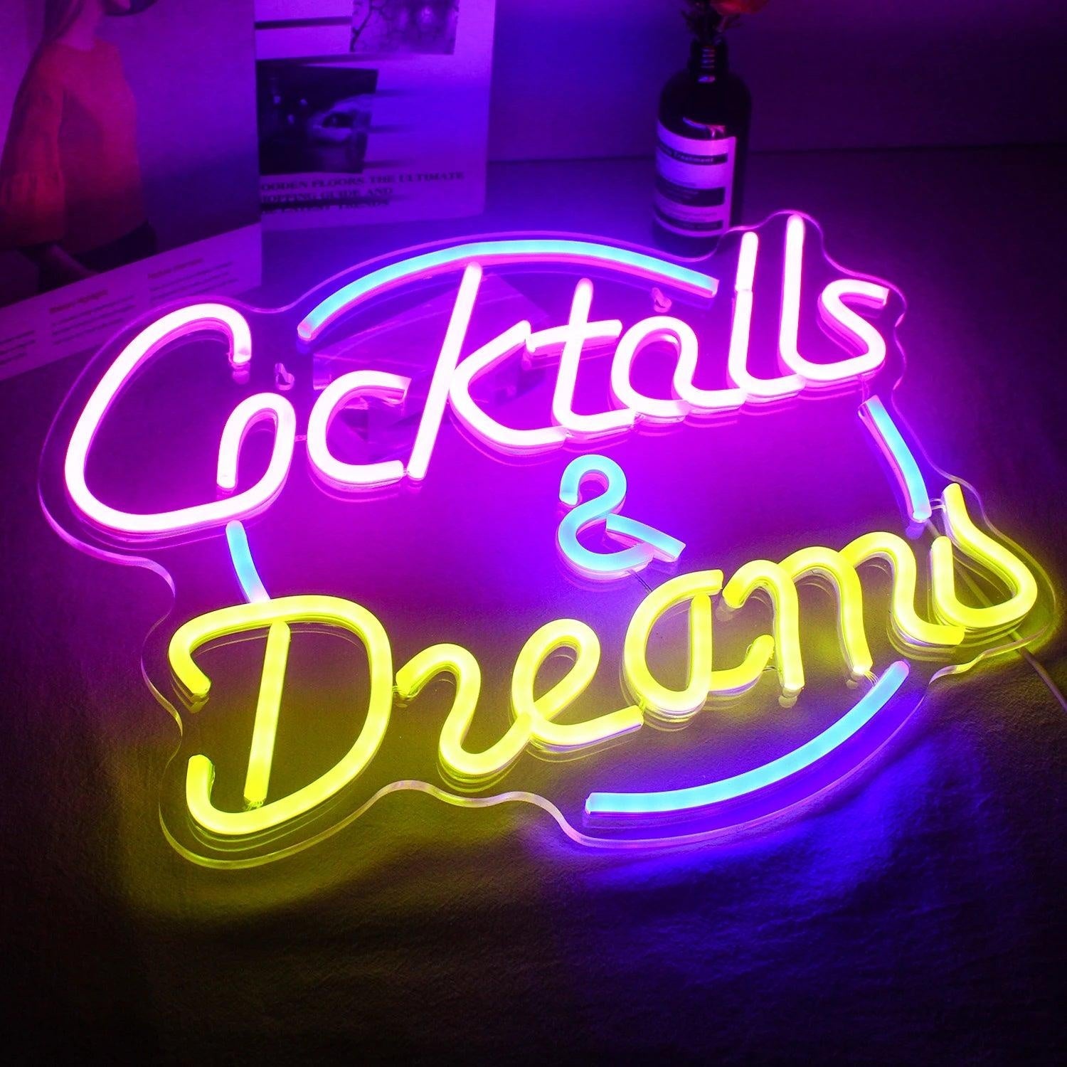 Cocktails Dreams Multicolor Led Neon Sign For Bar Cafe Decor | Shineneon