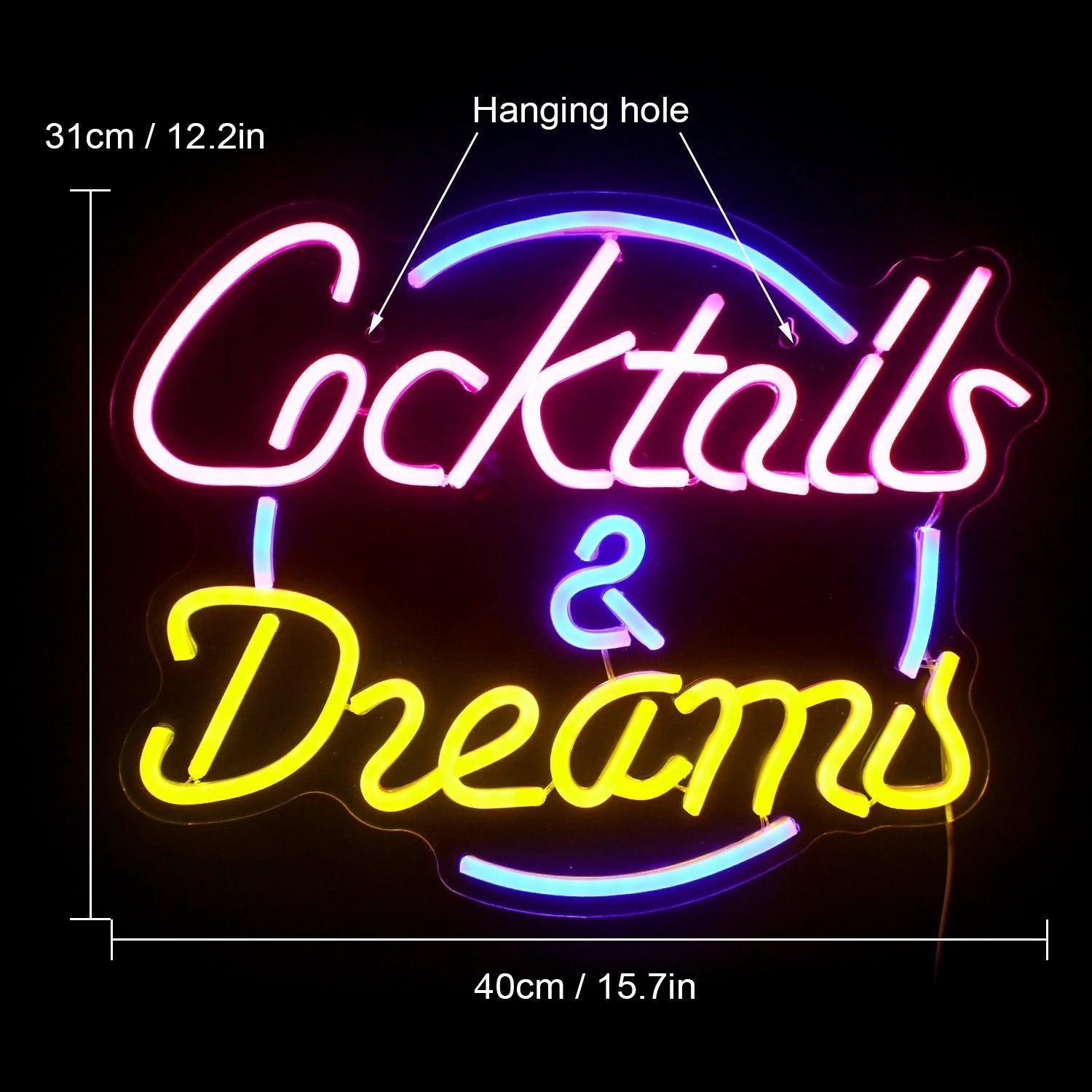 Cocktails Dreams Multicolor Led Neon Sign For Bar Cafe Decor | Shineneon