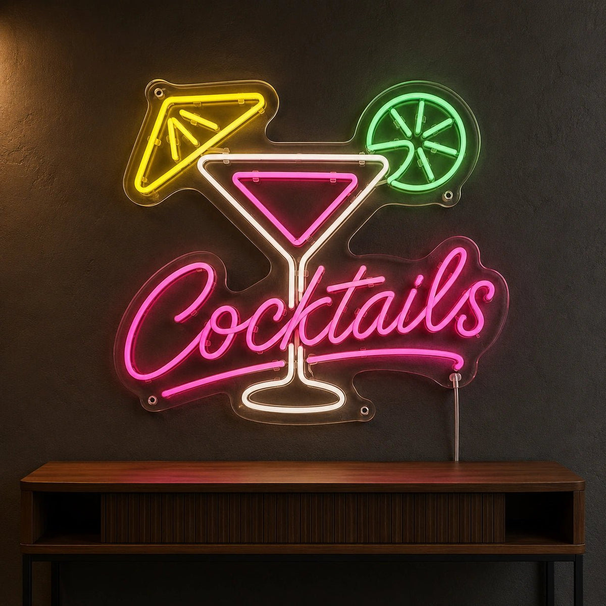 Cocktails Martini Glass Lime LED Neon Sign - Shineneon