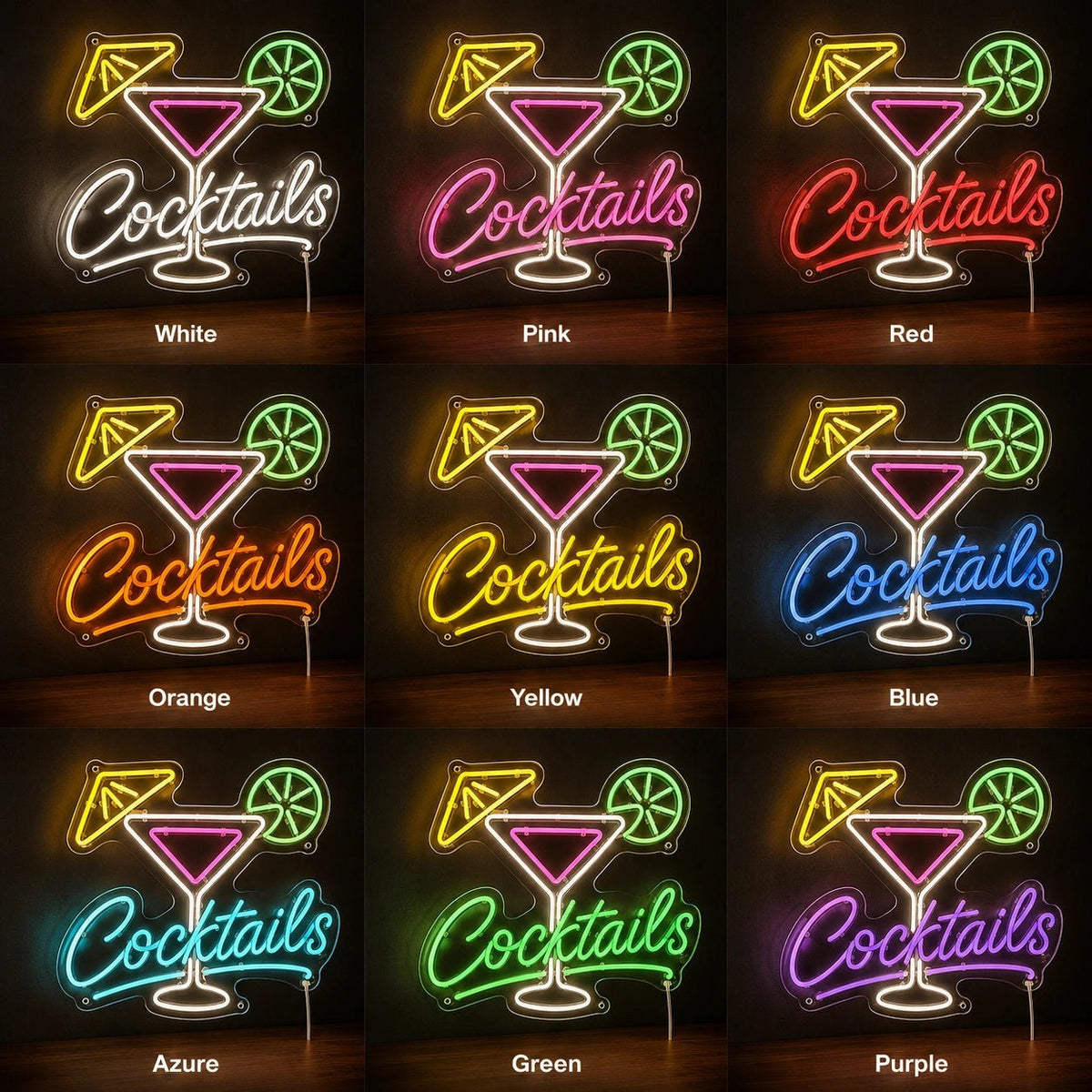 Cocktails Martini Glass Lime LED Neon Sign - Shineneon