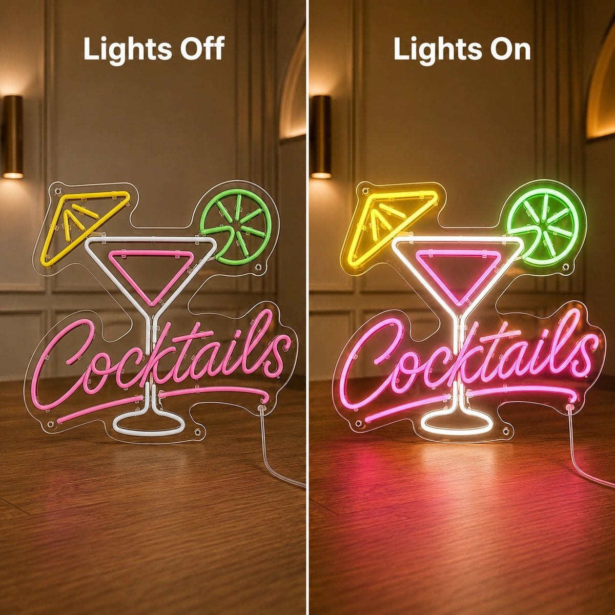 Cocktails Martini Glass Lime LED Neon Sign - Shineneon