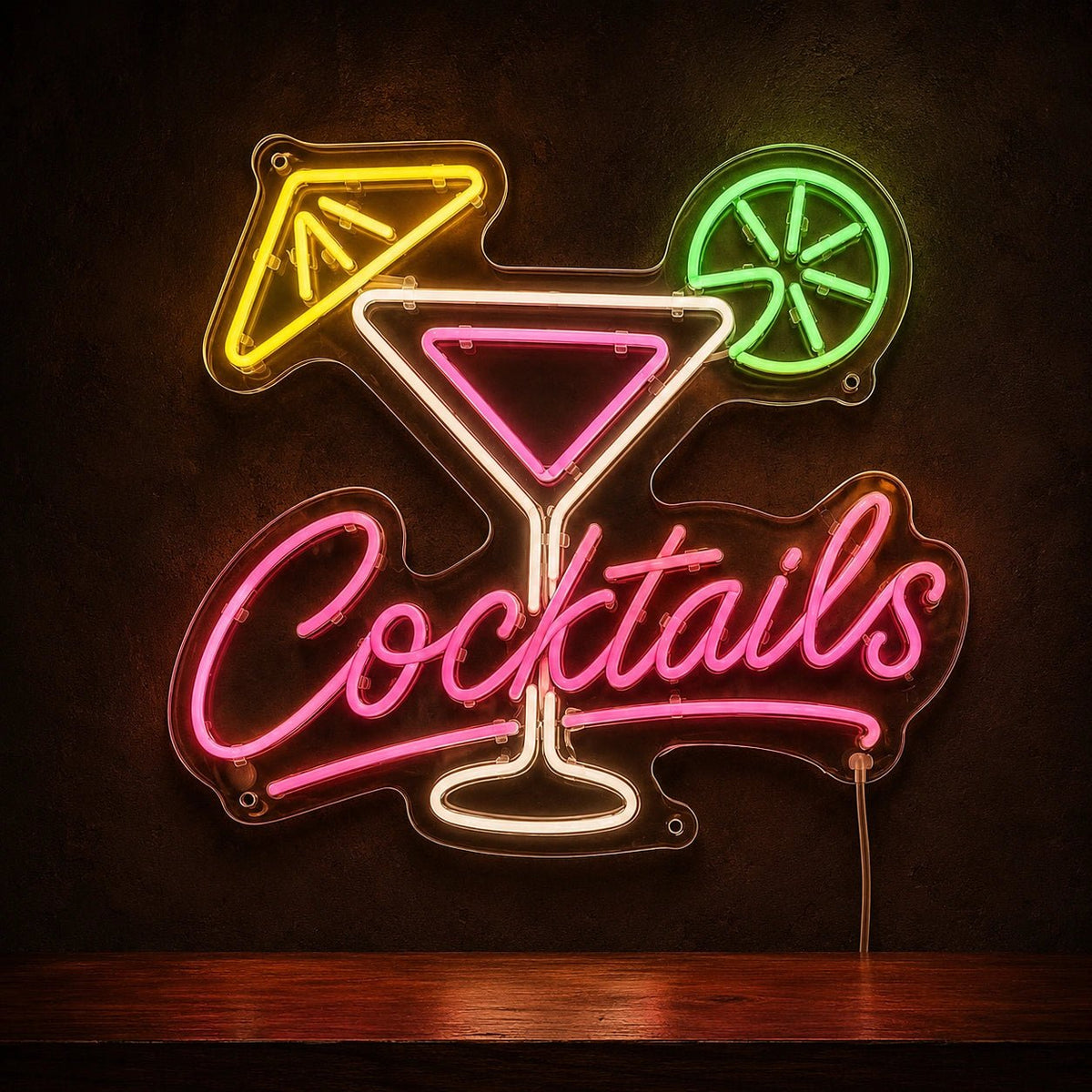 Cocktails Martini Glass Lime LED Neon Sign - Shineneon