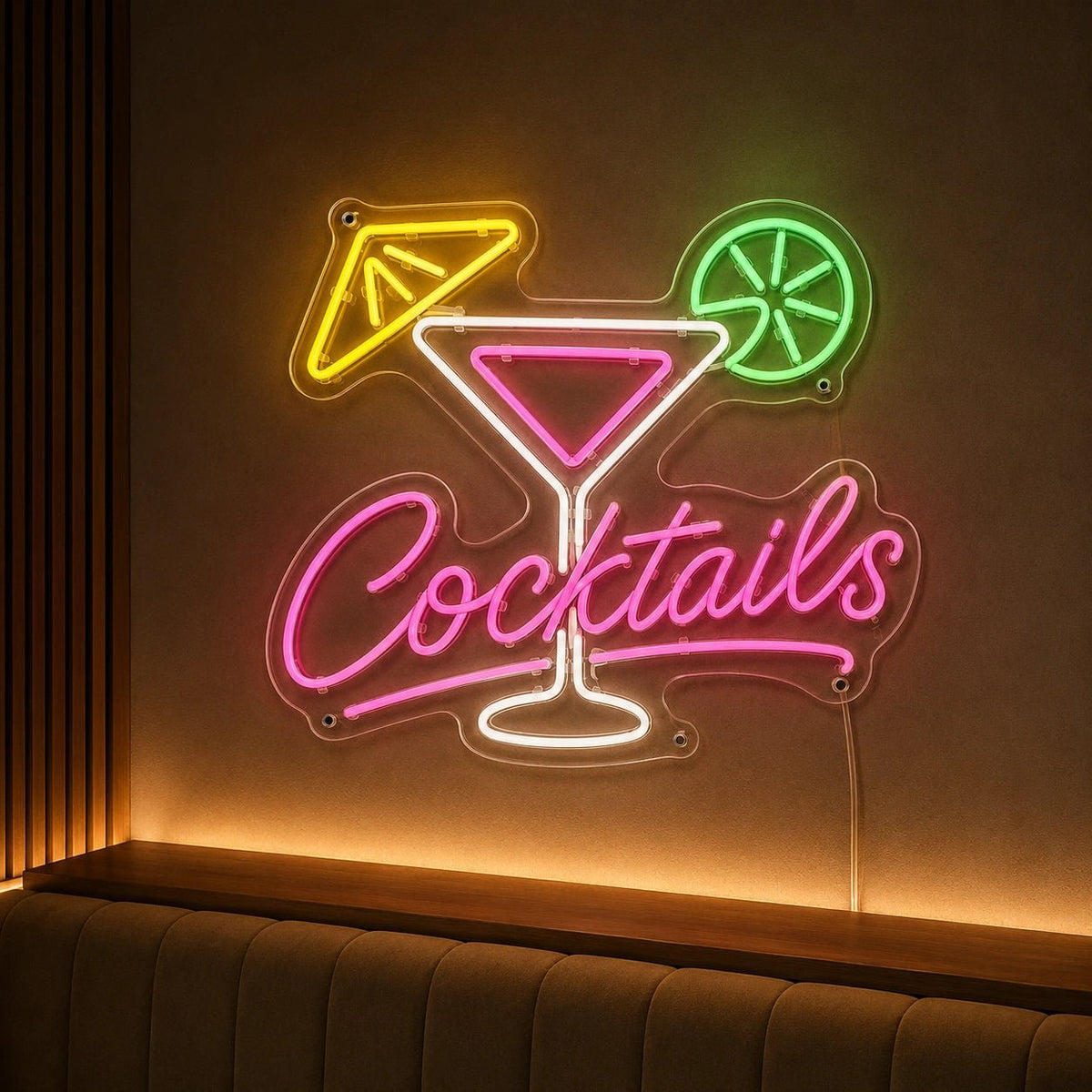 Cocktails Martini Glass Lime LED Neon Sign - Shineneon