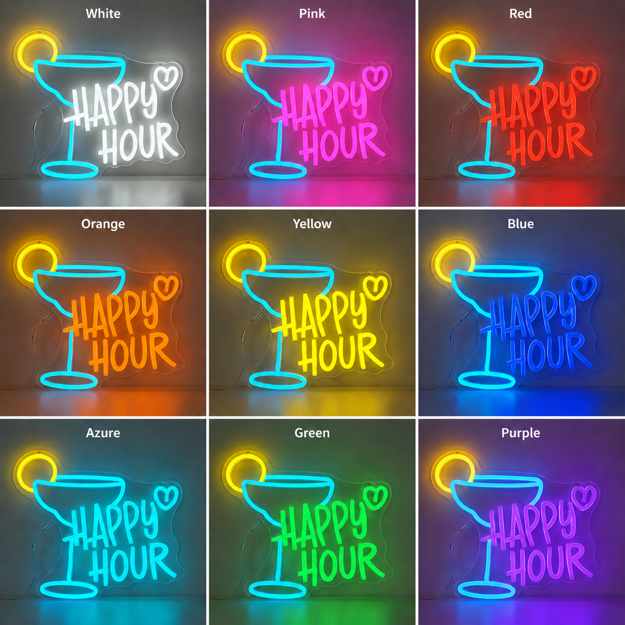 Cocktails Neon Sign For Wall Decor Bar LED Sign Dimmable Usb Powered LED Neon Sign color grid