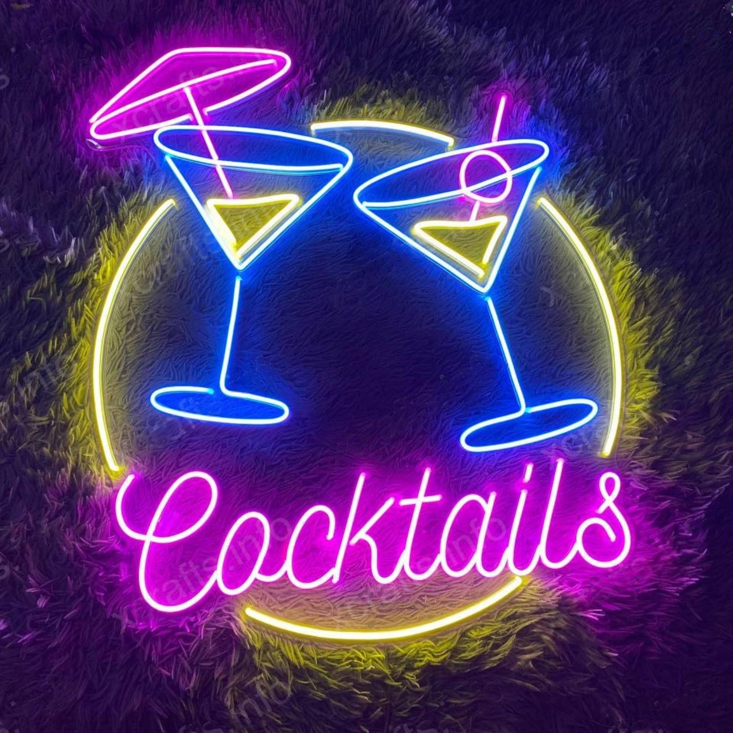 Cocktails Pink Blue Yellow Led Neon Sign For Bar Restaurant Decor-1 | Shineneon