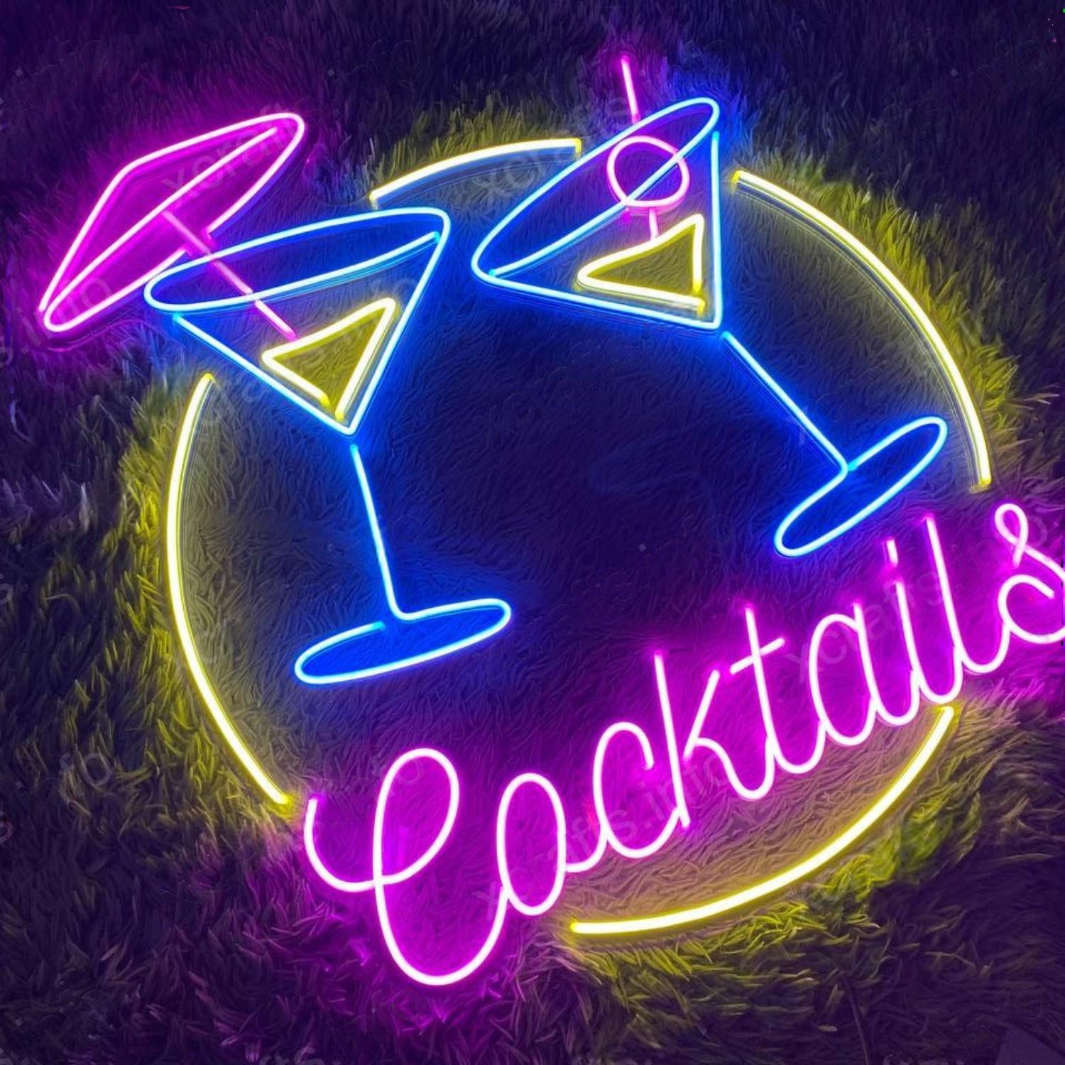 Cocktails Pink Blue Yellow Led Neon Sign For Bar Restaurant Decor-1 | Shineneon