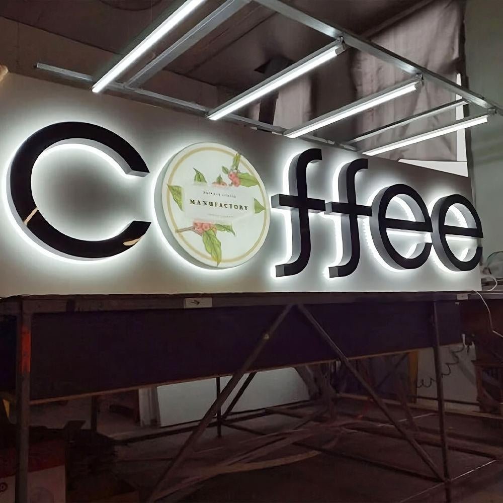 Coffee 3D Front And Back Lit Letters Metal Led Sign - Shineneon
