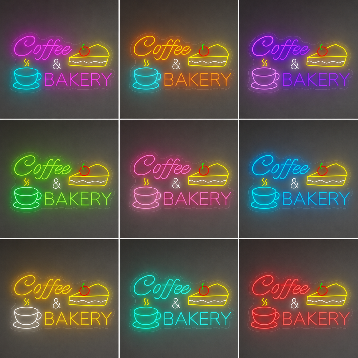 Coffee And Bakery LED Neon Sign - 05 Color Grid