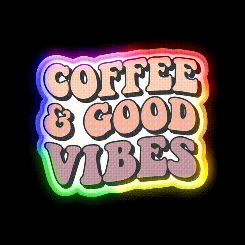 Coffee And Good Vibes Cafe Led Neon Sign Espresso Bar Art Rgb Color