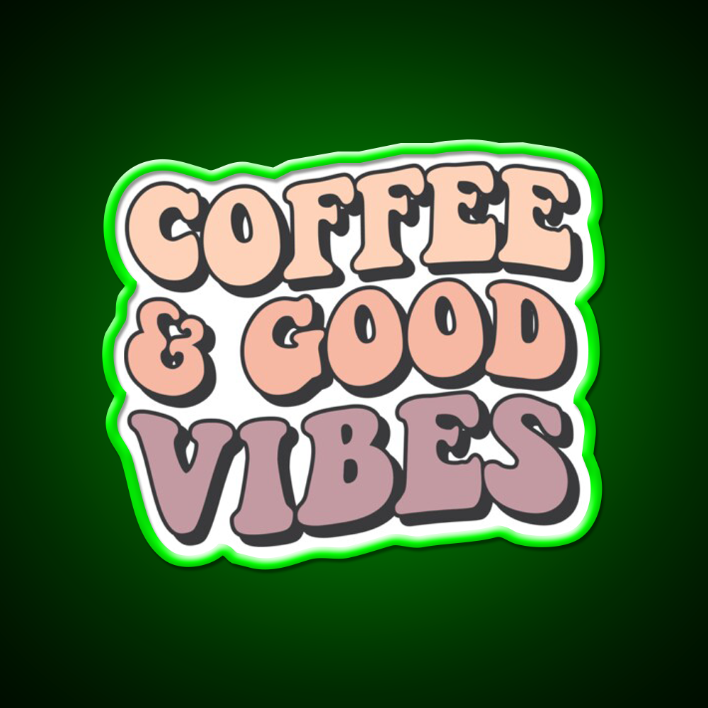 Coffee And Good Vibes Cafe Led Neon Sign Espresso Bar Art Rgb Color