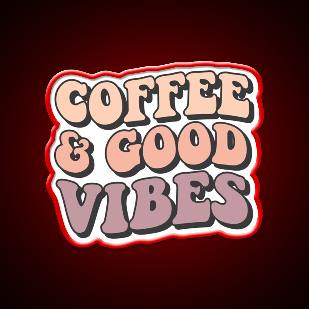 Coffee And Good Vibes Cafe Led Neon Sign Espresso Bar Art Rgb Color