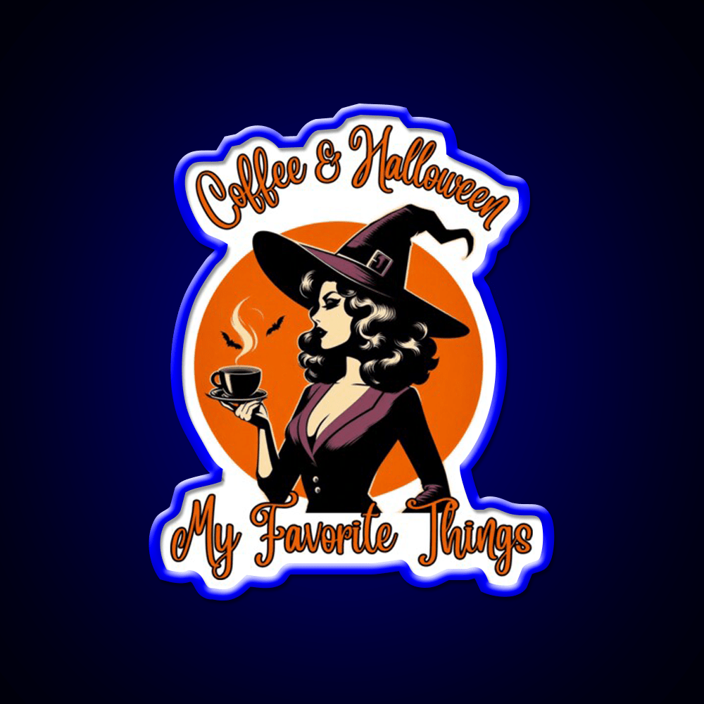 Coffee And Halloween My Favorite Things Led Neon Sign Espresso Bar Art Rgb Color - Shineneon