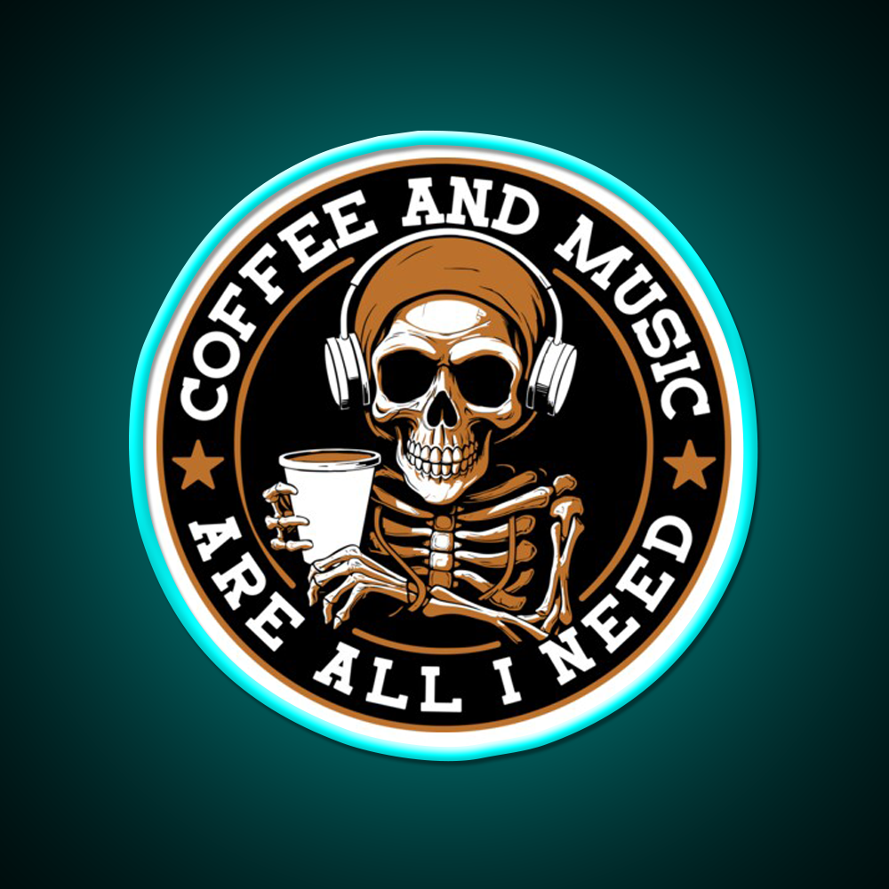 Coffee And Music Are All I Need Cafe Led Neon Sign Espresso Bar Art Rgb Color