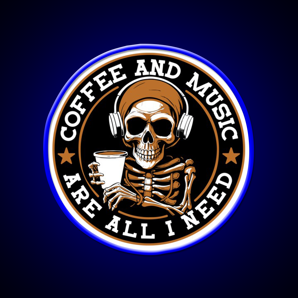 Coffee And Music Are All I Need Cafe Led Neon Sign Espresso Bar Art Rgb Color