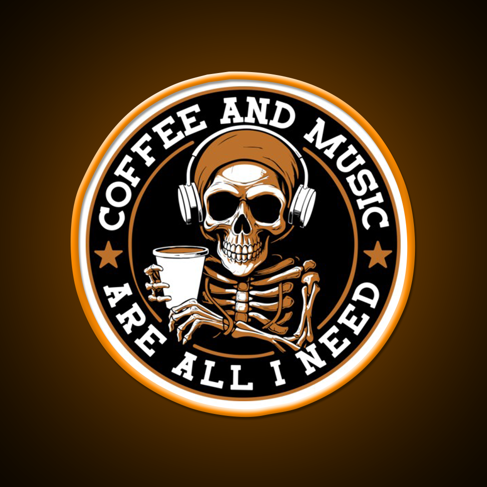 Coffee And Music Are All I Need Cafe Led Neon Sign Espresso Bar Art Rgb Color