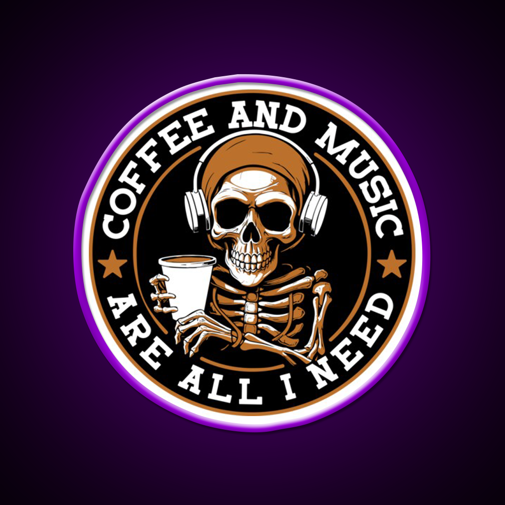 Coffee And Music Are All I Need Cafe Led Neon Sign Espresso Bar Art Rgb Color