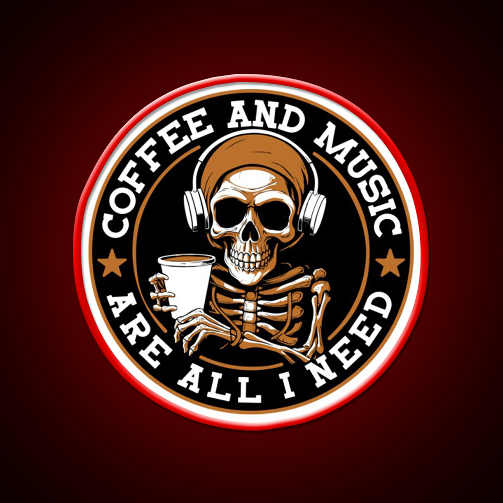 Coffee And Music Are All I Need Cafe Led Neon Sign Espresso Bar Art Rgb Color