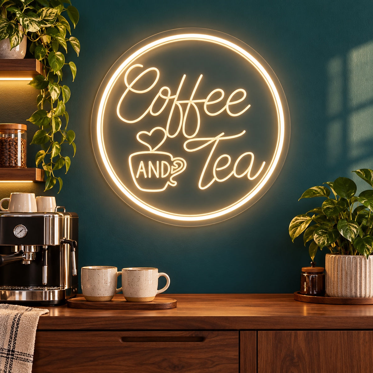 Coffee And Tea LED Neon Sign - advertising view