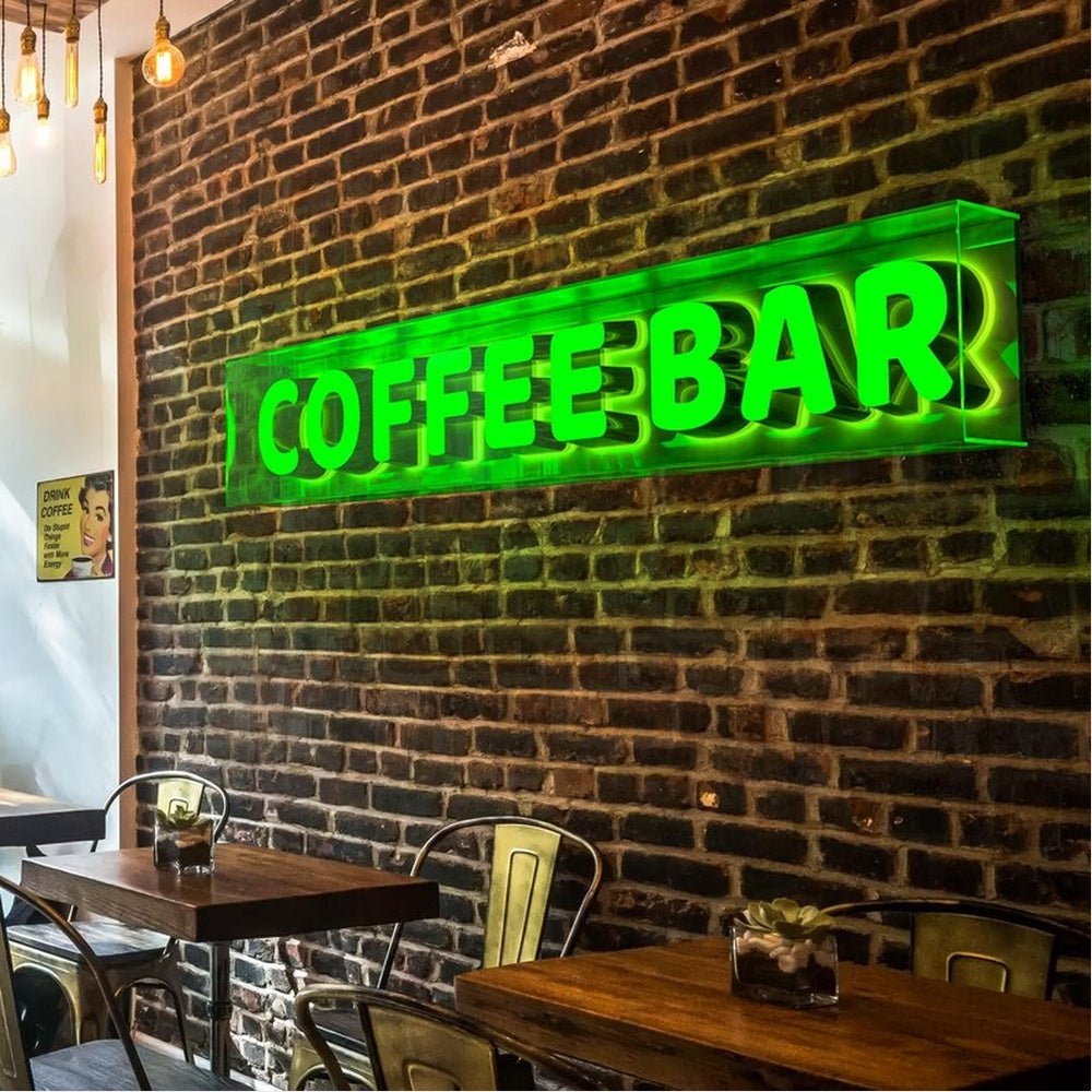 Coffee Bar 3D Frontlit And Backlit Channel Letter Led Light Sign - Shineneon
