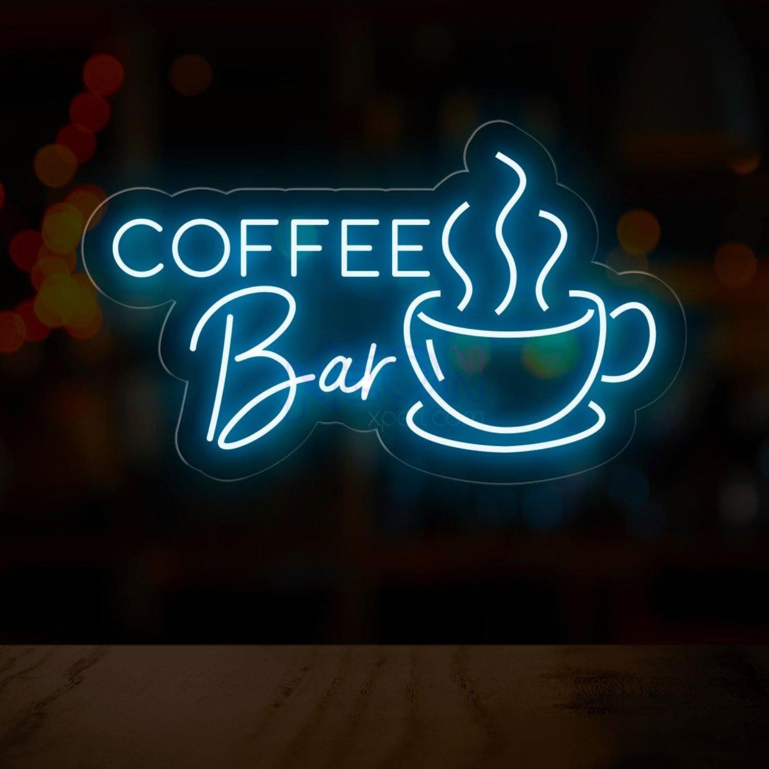 Coffee Bar Blue White Led Neon Sign With Coffee Cup For Cafe Shop Decor | Shineneon