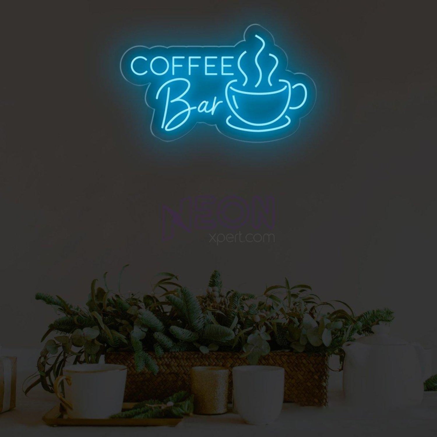 Coffee Bar Blue White Led Neon Sign With Coffee Cup For Cafe Shop Decor | Shineneon