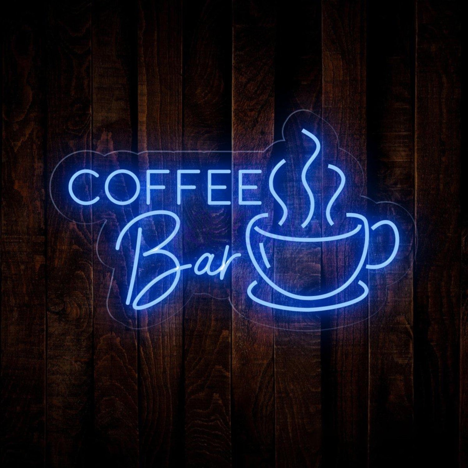 Coffee Bar Blue White Led Neon Sign With Coffee Cup For Cafe Shop Decor | Shineneon