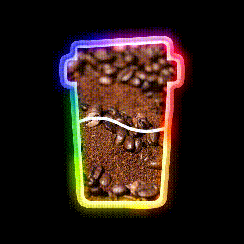 Coffee Bean Dream Art In A Coffee Cup Led Neon Sign Espresso Bar Art Rgb Color