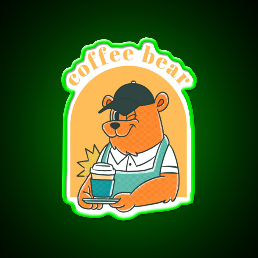 Coffee Bear Cafe Led Neon Sign Espresso Bar Art Rgb Color