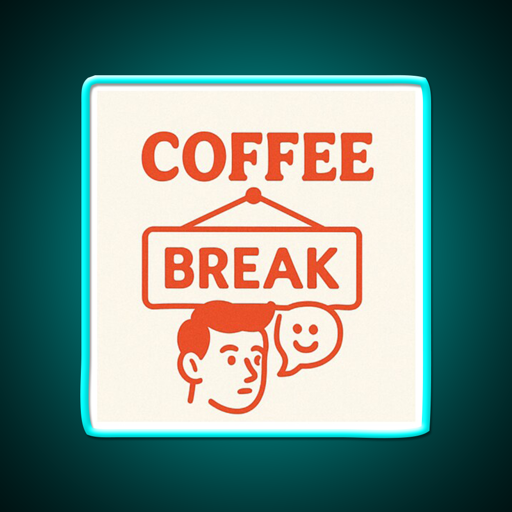 Coffee Break Retro Sign Illustration Cafe Led Neon Sign Espresso Bar Art Rgb Color