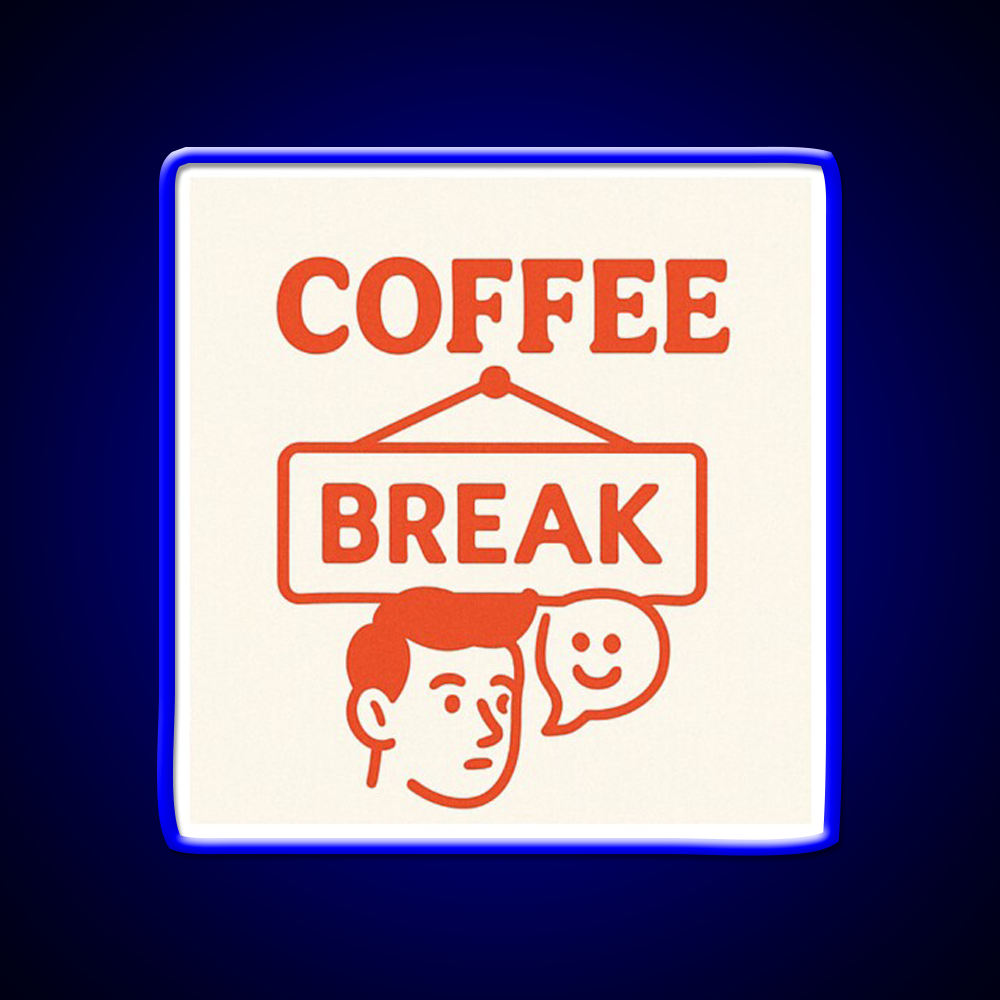 Coffee Break Retro Sign Illustration Cafe Led Neon Sign Espresso Bar Art Rgb Color