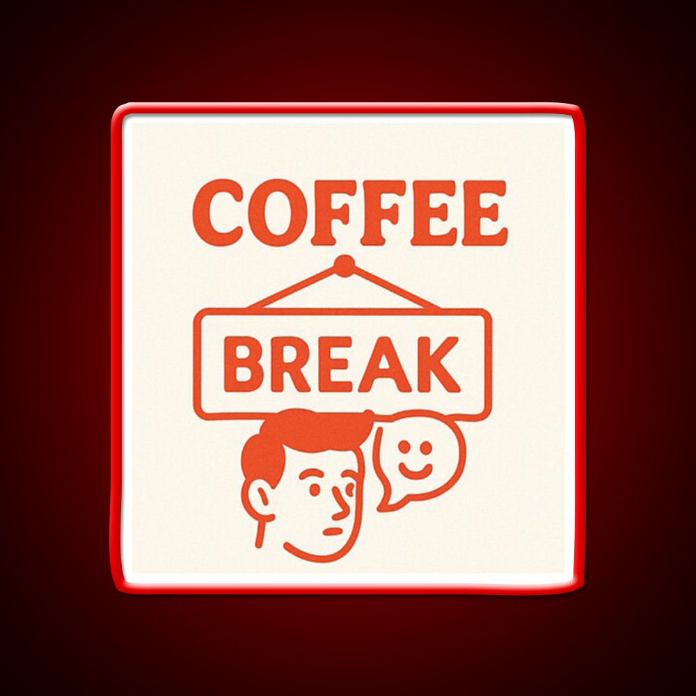 Coffee Break Retro Sign Illustration Cafe Led Neon Sign Espresso Bar Art Rgb Color