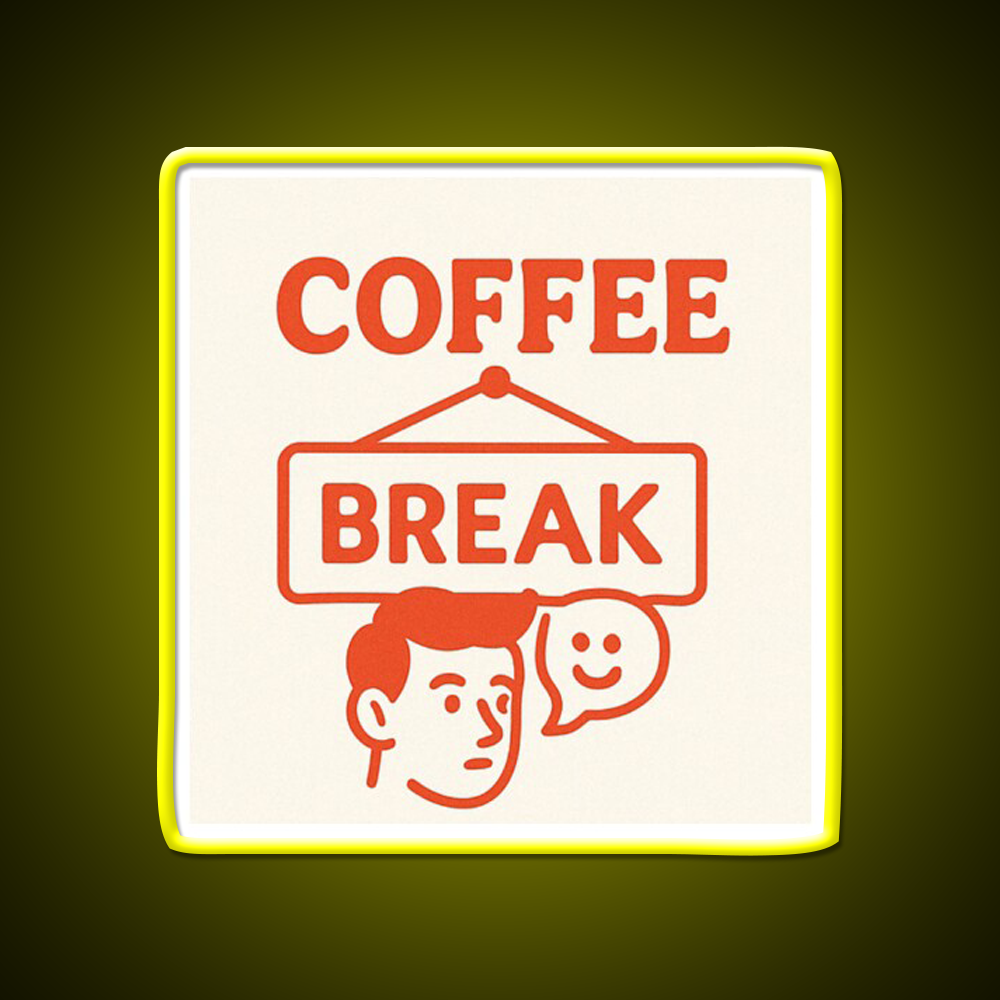 Coffee Break Retro Sign Illustration Cafe Led Neon Sign Espresso Bar Art Rgb Color