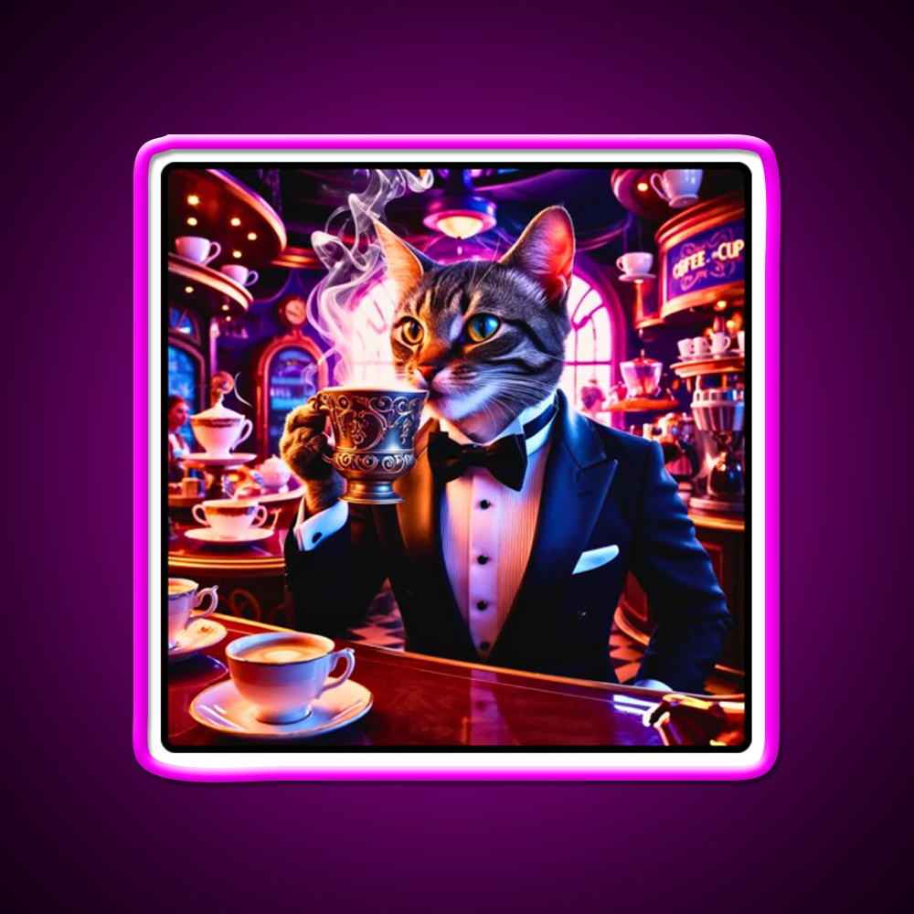 Coffee Cat Vibes Cafe Led Neon Sign Espresso Bar Art Rgb Color