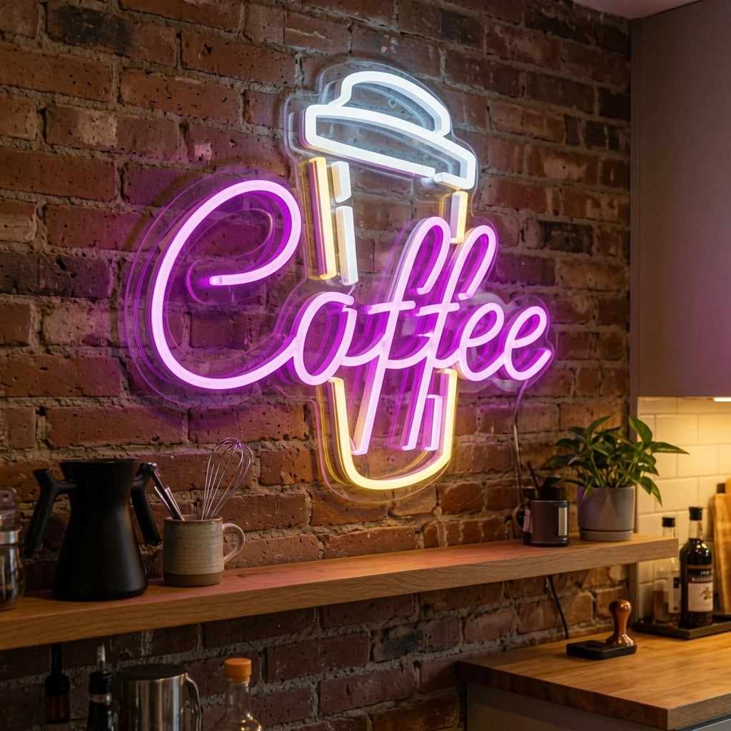 Coffee Commercial Wall Art LED Neon Sign - 03 Real Lifestyle Scene
