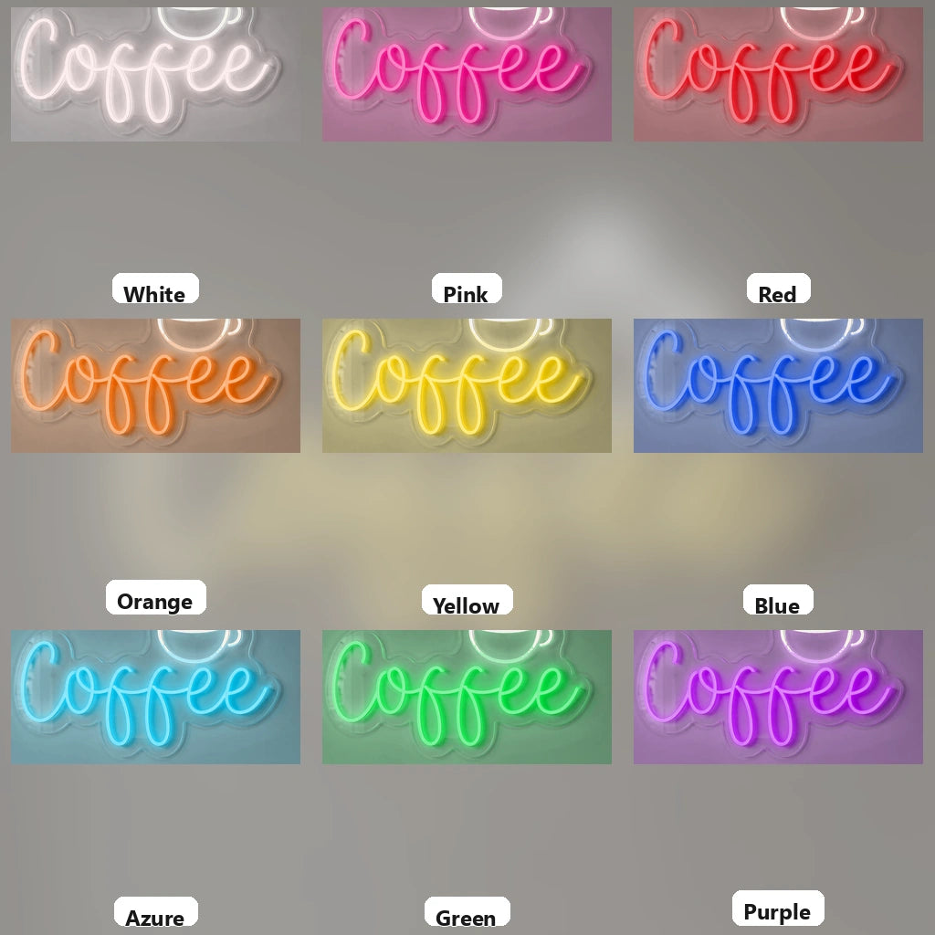 Coffee Counter Wall Art LED Neon Sign - 05 Color Grid