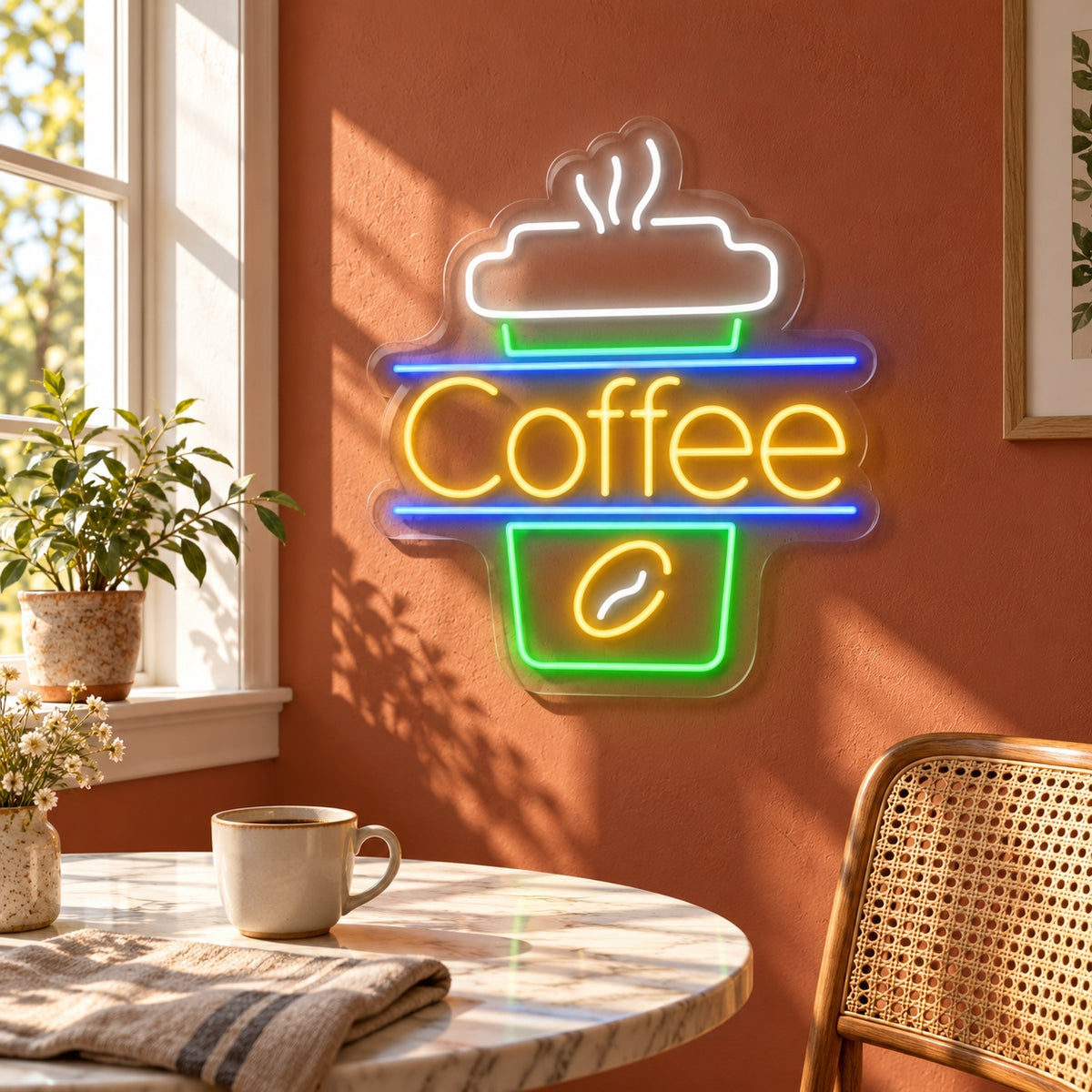 Coffee Cup Bean LED Neon Sign - lifestyle view