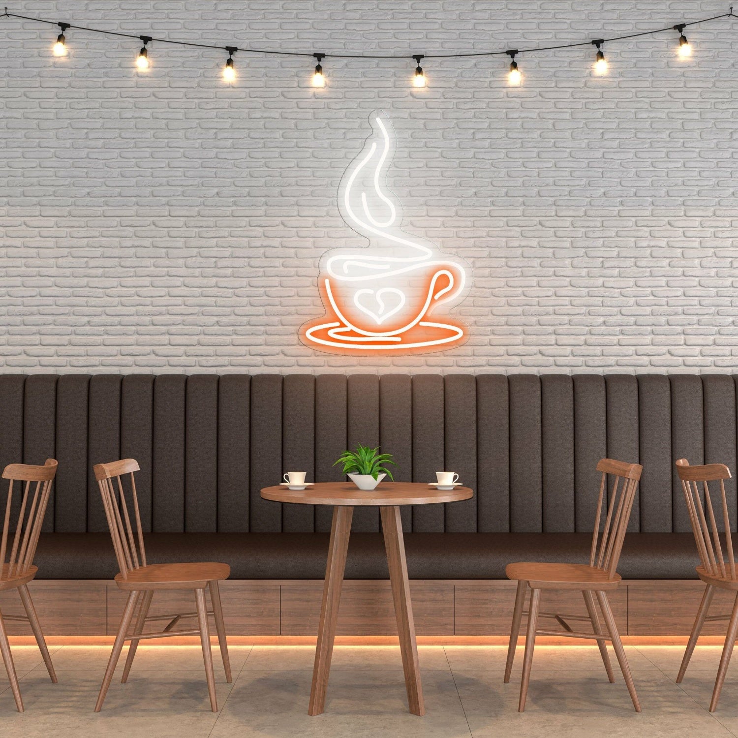 Coffee Cup Heart Warm Hearts With Charming Neon | Shineneon