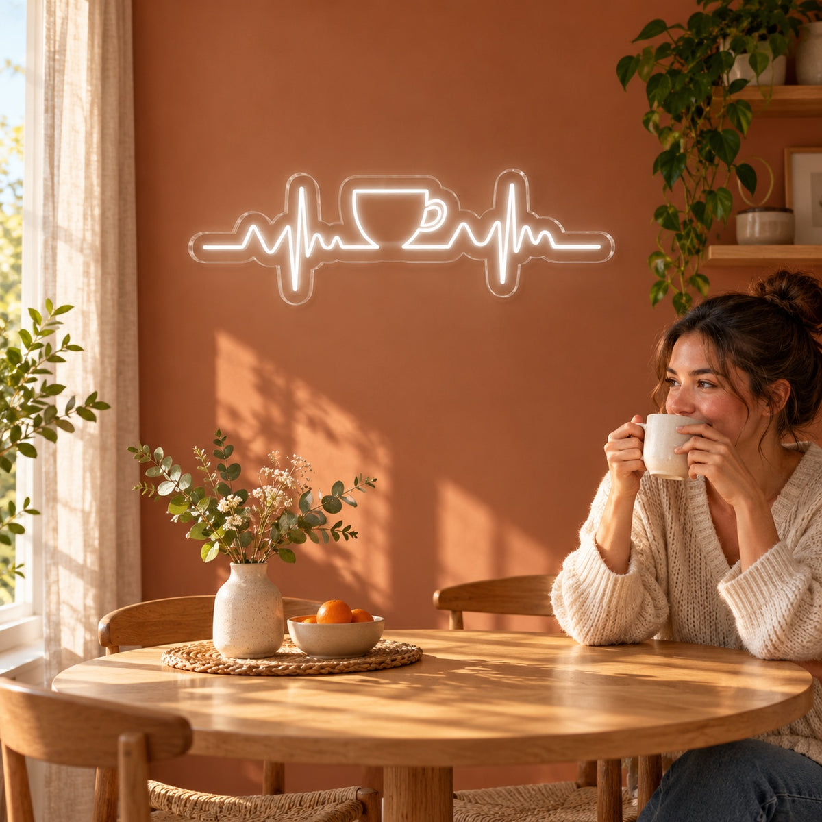 Coffee Cup Heartbeat LED Neon Sign - lifestyle view