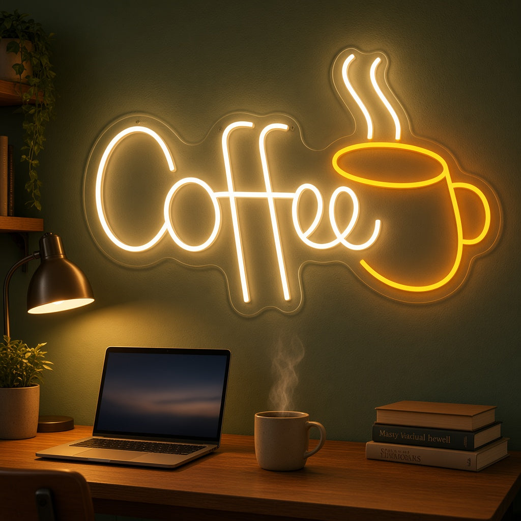 Coffee Cup LED Neon Sign - lifestyle view