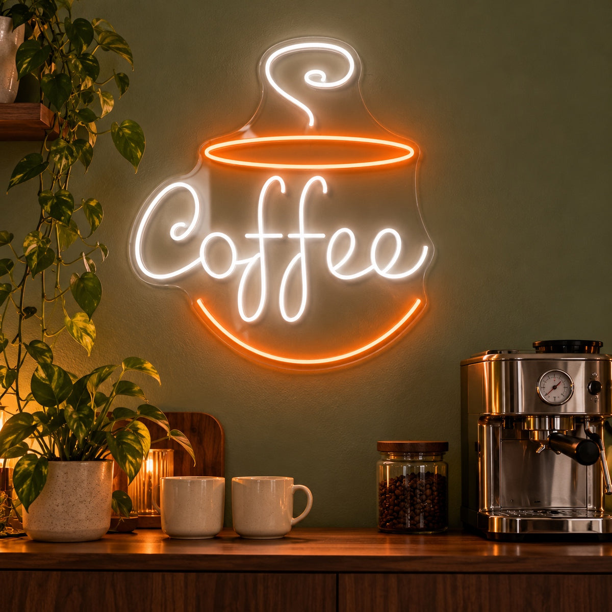 Coffee Cup LED Neon Sign - advertising view