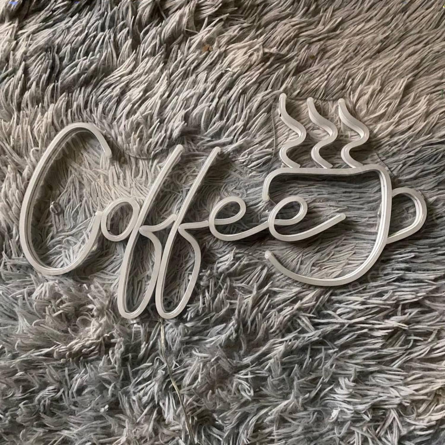 Coffee Cup Steam Warm White Led Neon Sign For Cafe Home Bar | Shineneon