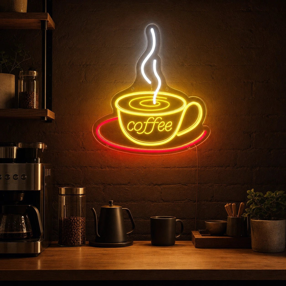 Coffee Cup With Swirl LED Neon Sign - Shineneon