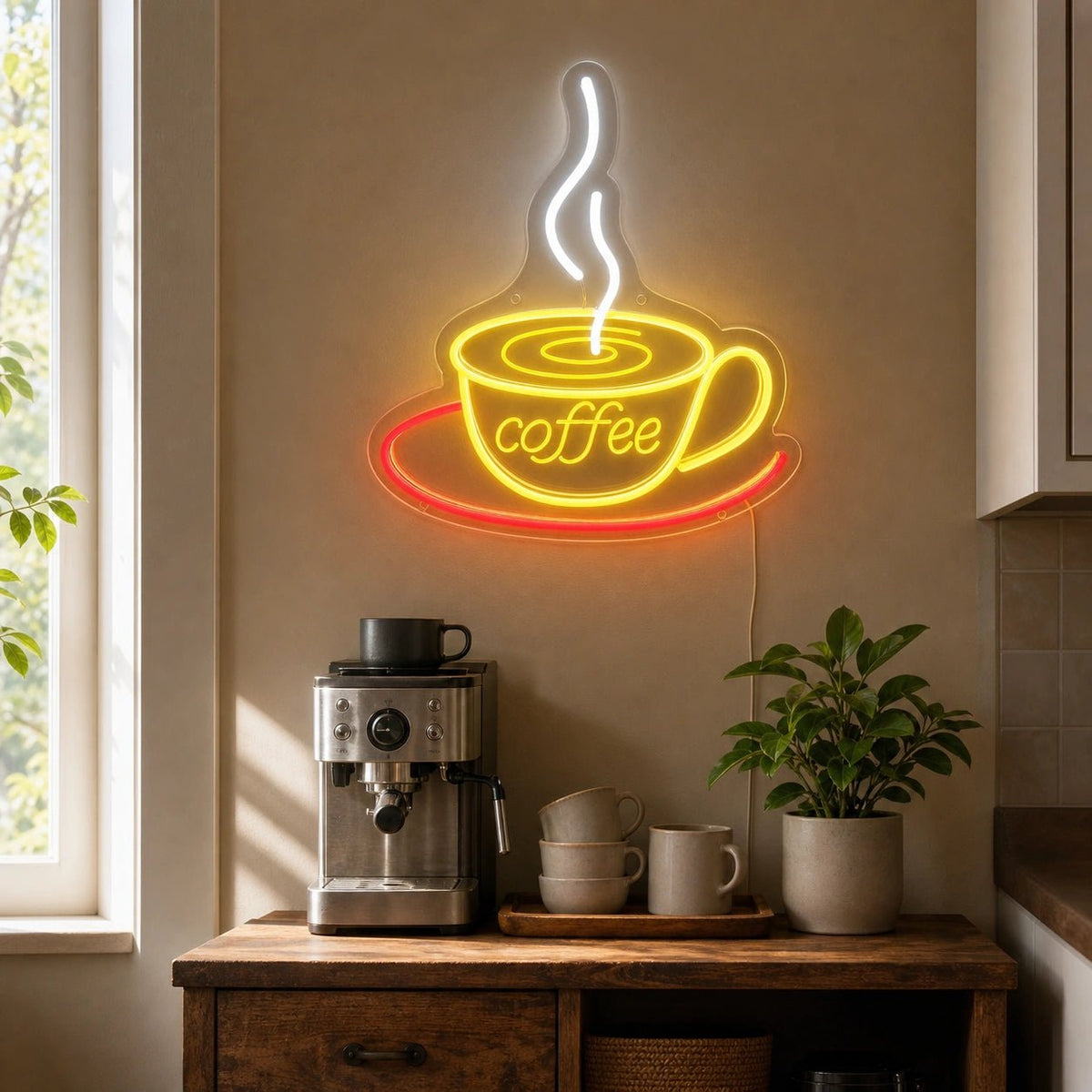 Coffee Cup With Swirl LED Neon Sign - Shineneon