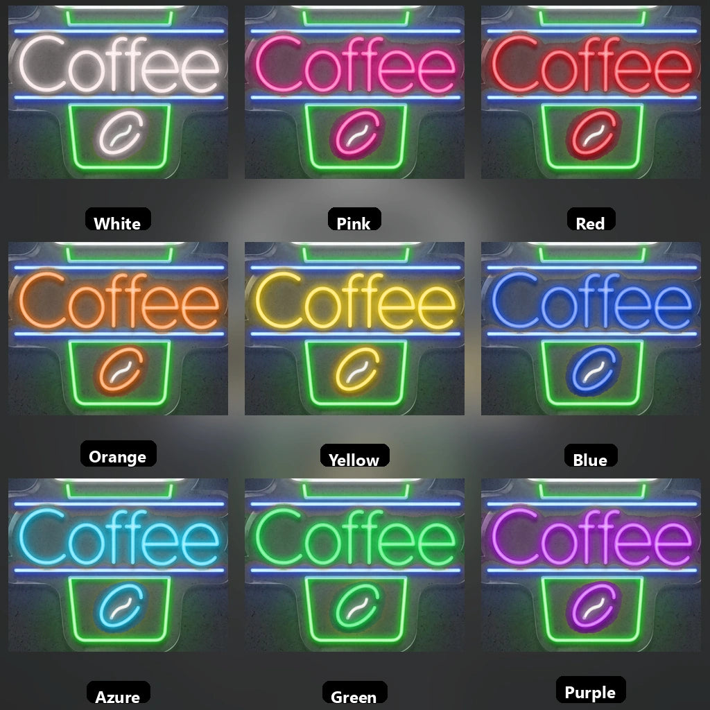 Coffee Entry Wall Decor LED Neon Sign - 05 Color Grid