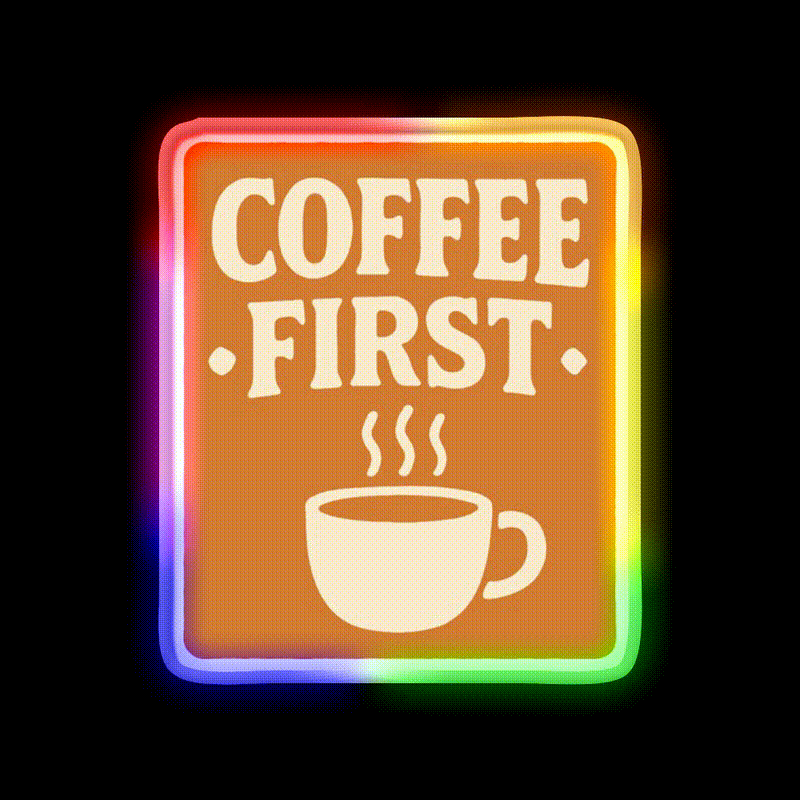 Coffee First Retro Coffee Art Cafe Led Neon Sign Espresso Bar Art Rgb Color