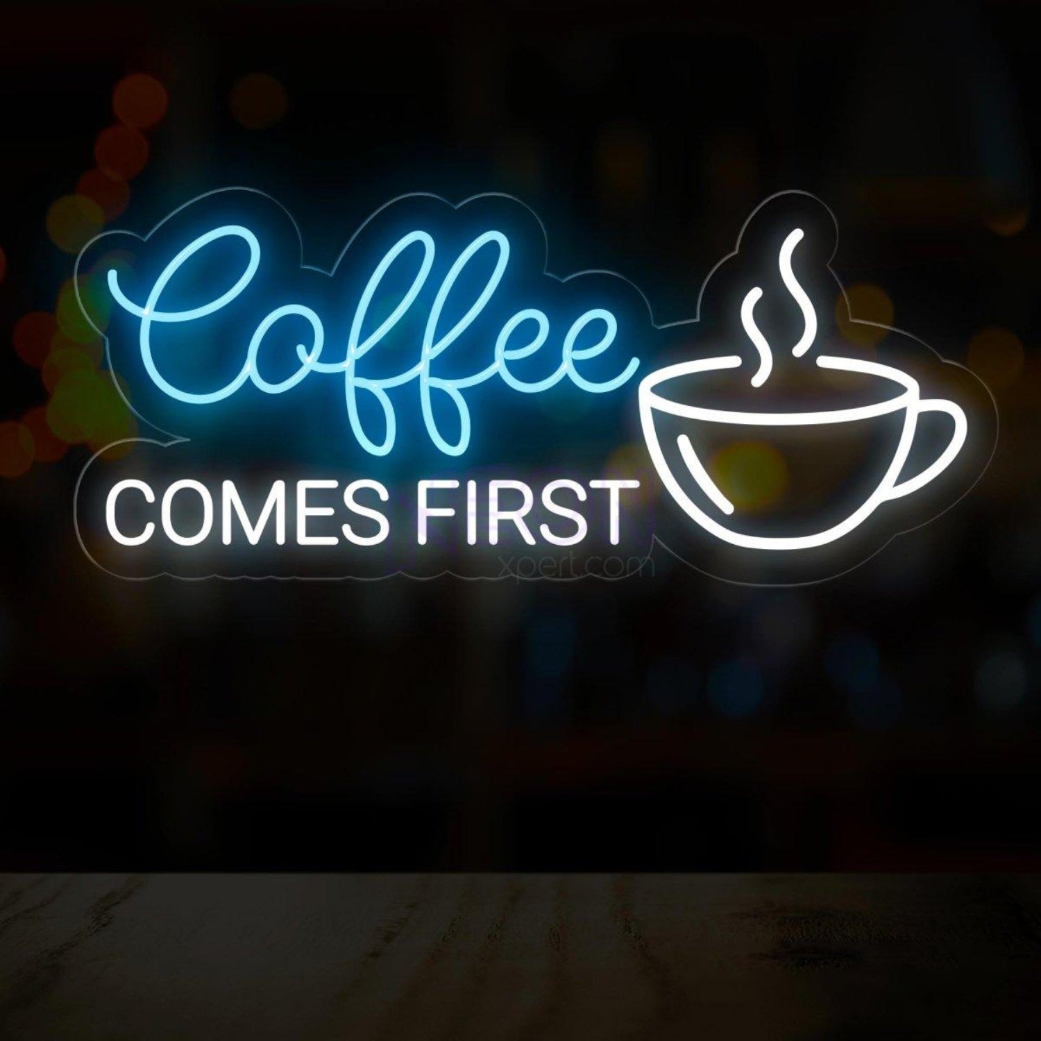 Coffee First White Led Neon Sign With Cup Design Cafe Wall Decor | Shineneon